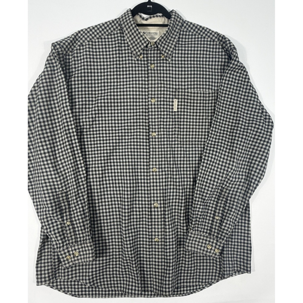 Columbia Button Down Shirt Mens XL Black White Gingham AM7478 Excellent Check
